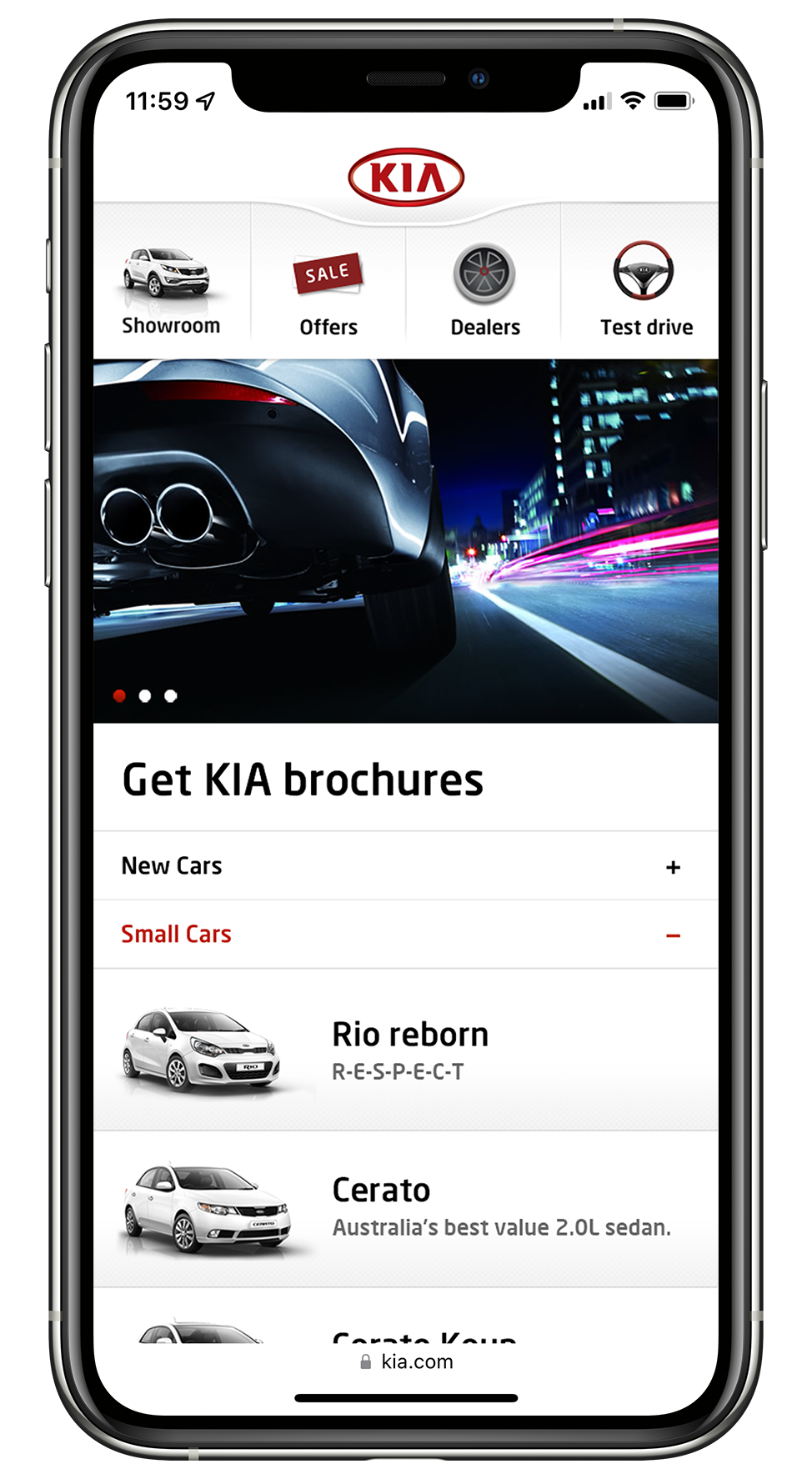Kia Mobile Brochures Screen
