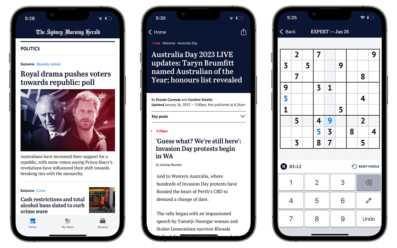 Sydney Morning Herald iOS app